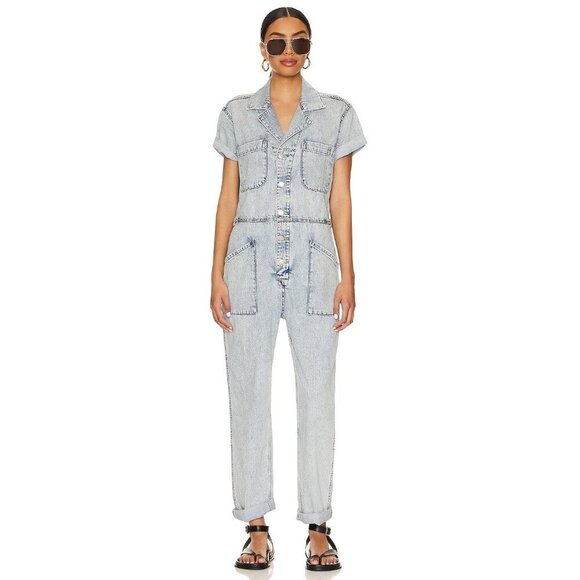 NWT Pistola Grover in Breeze Denim Jean Relaxed Field Suit Jumpsuit L - Picture 1 of 7